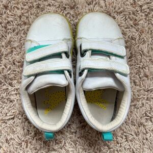 Ten Little White Velcro Closure Sneakers Size 11 Yellow Soles